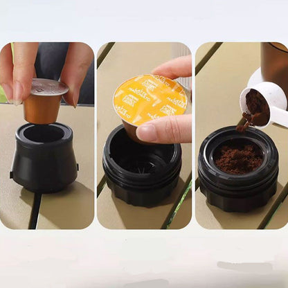 ✨ 2-in-1 Capsule & Ground Coffee Mini Machine For Road Trip & Outdoor Adventure