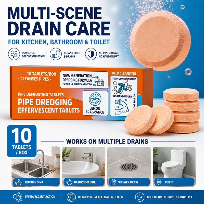 🚿 Fast-acting drain cleaning effervescent tablets– Instantly removes stubborn blockages and odors.