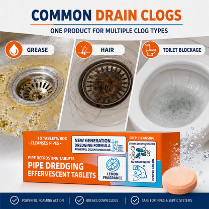 🚿 Fast-acting drain cleaning effervescent tablets– Instantly removes stubborn blockages and odors.