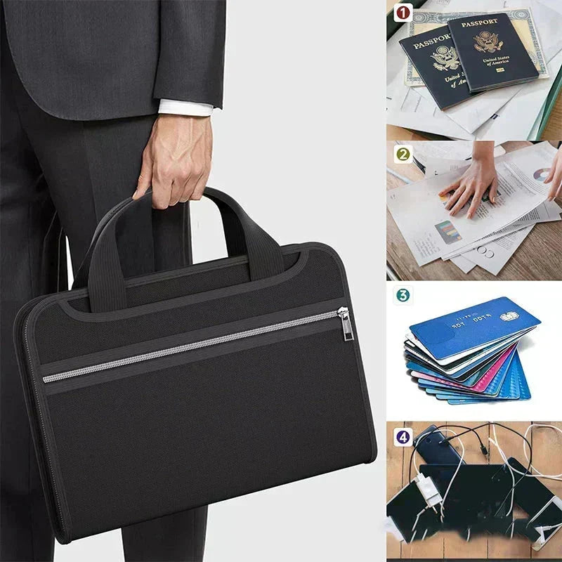 🔥 Fire-resistant accordion document folder with handle – fireproof, 12+ compartments & compact design 🧾