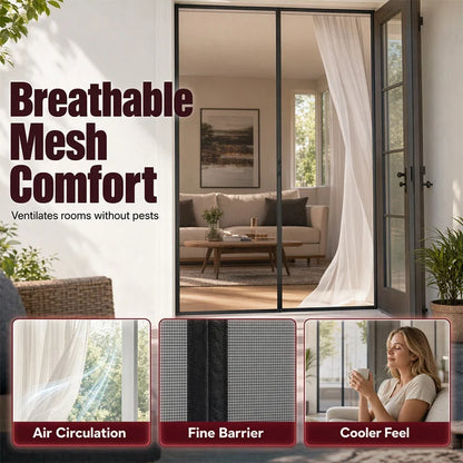 🦟 Easy Install Anti-Mosquito Door Curtain with Magnetic Closure Keeps Insects Out and Fresh Air In Effortlessly
