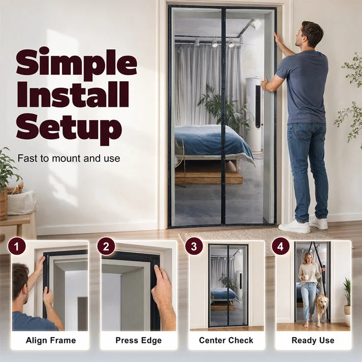 🦟 Easy Install Anti-Mosquito Door Curtain with Magnetic Closure Keeps Insects Out and Fresh Air In Effortlessly
