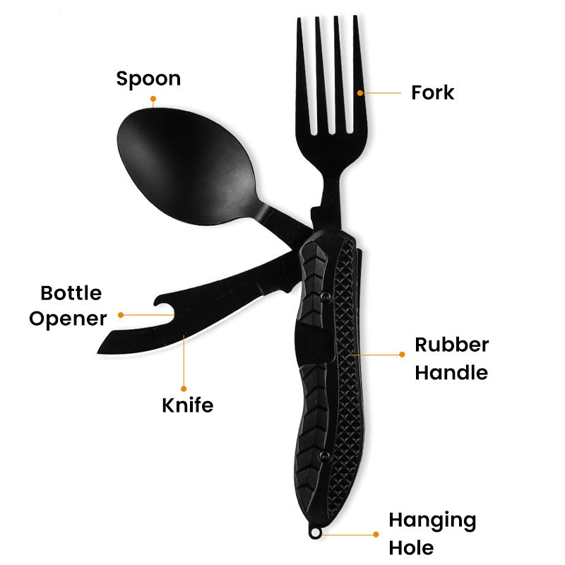 🏕️Must-have for outdoor trips 🍴🥄3-In-1 Outdoor Folding Multifunctional Tableware
