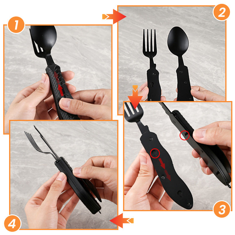 🏕️Must-have for outdoor trips 🍴🥄3-In-1 Outdoor Folding Multifunctional Tableware