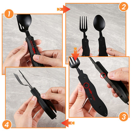 🏕️Must-have for outdoor trips 🍴🥄3-In-1 Outdoor Folding Multifunctional Tableware