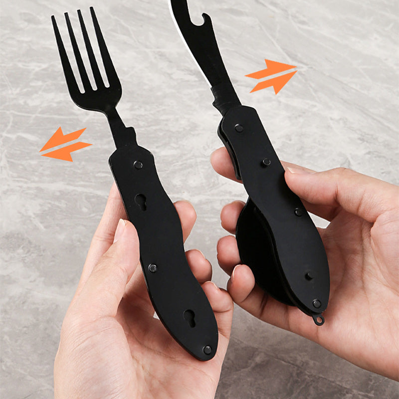 🏕️Must-have for outdoor trips 🍴🥄3-In-1 Outdoor Folding Multifunctional Tableware