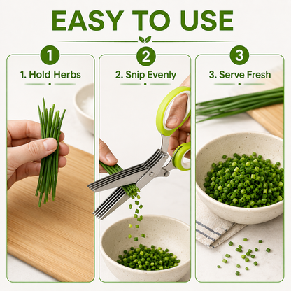 💥Buy 1, Get 1 Free ✂️5-Blade Stainless Steel Herb Scissors with Protective Sheath