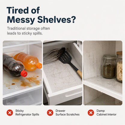 🎁 Great value 4-pack! These fridge shelf liners are made of waterproof EVA material; they are non-slip and can be cut to size. 🏠✅
