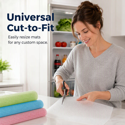 🎁 Great value 4-pack! These fridge shelf liners are made of waterproof EVA material; they are non-slip and can be cut to size. 🏠✅