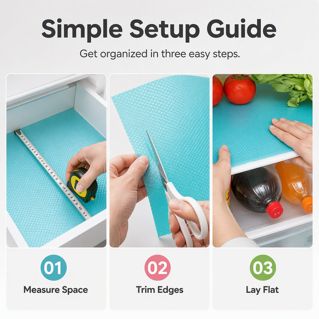 🎁 Great value 4-pack! These fridge shelf liners are made of waterproof EVA material; they are non-slip and can be cut to size. 🏠✅