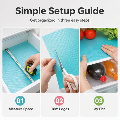 🎁 Great value 4-pack! These fridge shelf liners are made of waterproof EVA material; they are non-slip and can be cut to size. 🏠✅