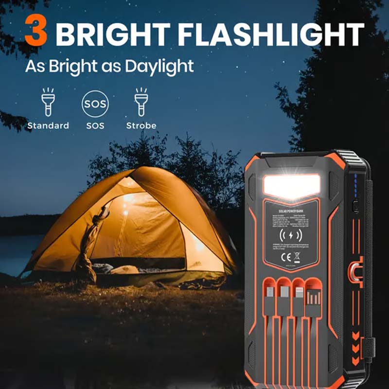 🔋 Half-Price Deal! ☀️ 20,000mAh Solar Power Bank - Features Wireless Charging And LED Flashlight.