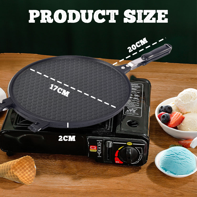 🔥 Non-Stick Dual-Use Pan – Perfect for Pancakes, Steaks & Waffle Cones! 🥞🥩🍦
