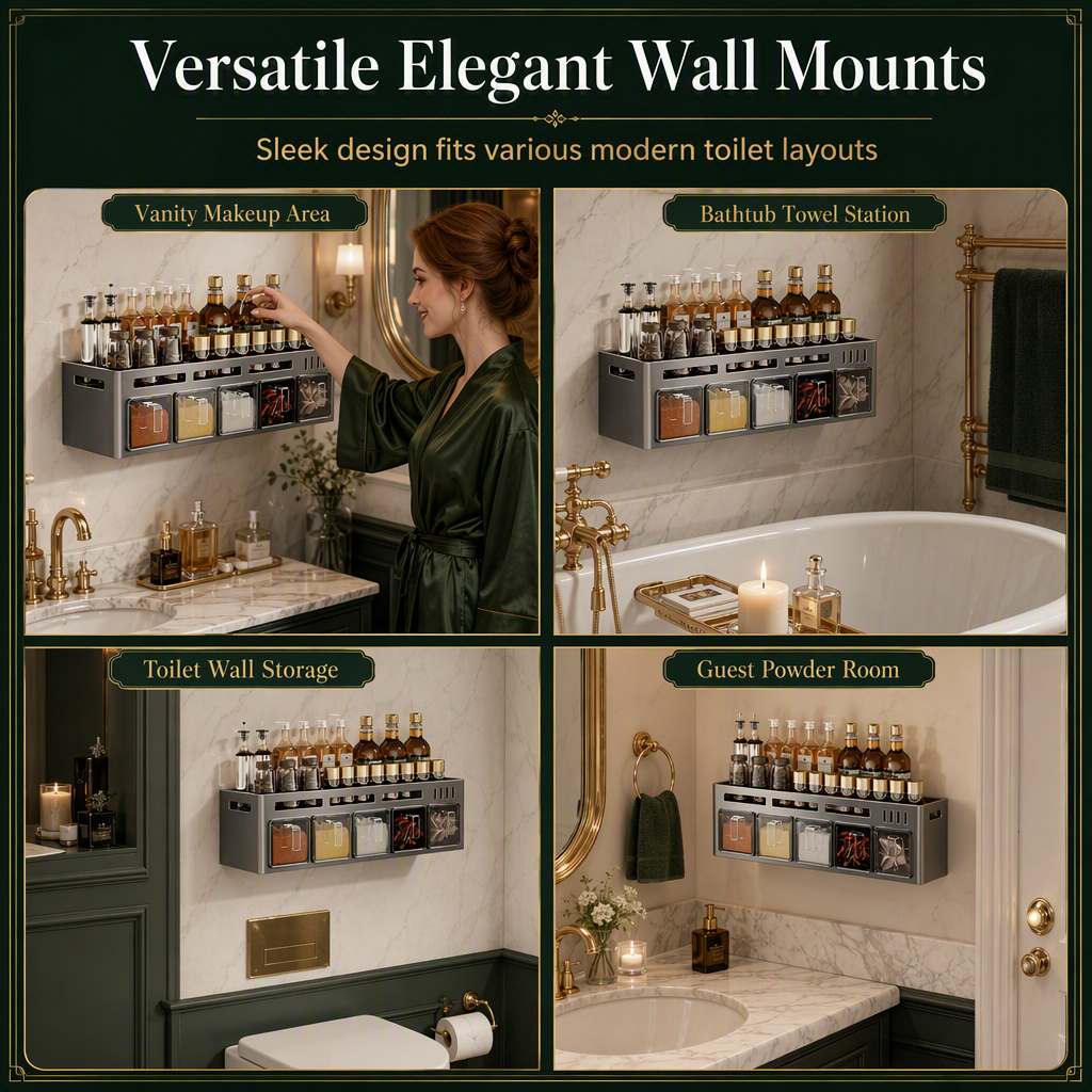 No‑Drill Wall‑Mounted Spice Rack with Condiment Jars & Spoons