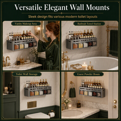 No‑Drill Wall‑Mounted Spice Rack with Condiment Jars & Spoons