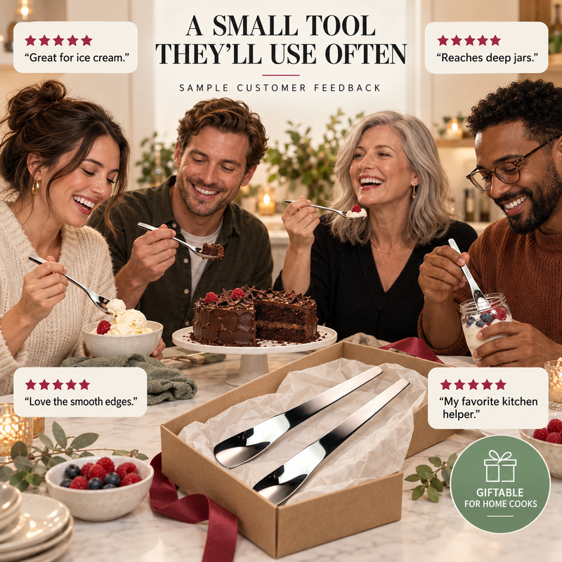 Scoop Desserts Instantly! No-Bend Deep-Bowl Spoon