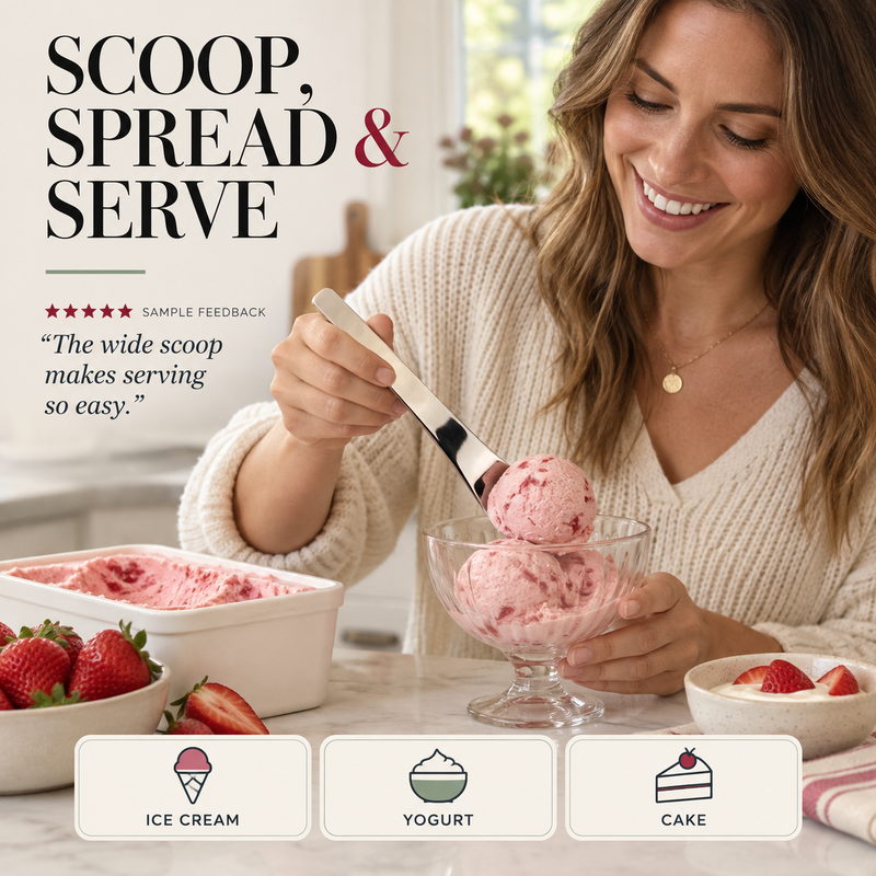 Scoop Desserts Instantly! No-Bend Deep-Bowl Spoon