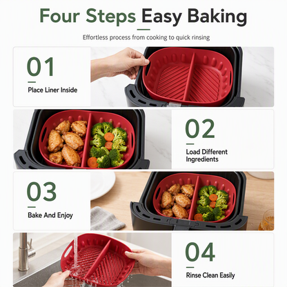 ✨Cook Two Meals At Once! Large Split Silicone Air Fryer Baking Mat