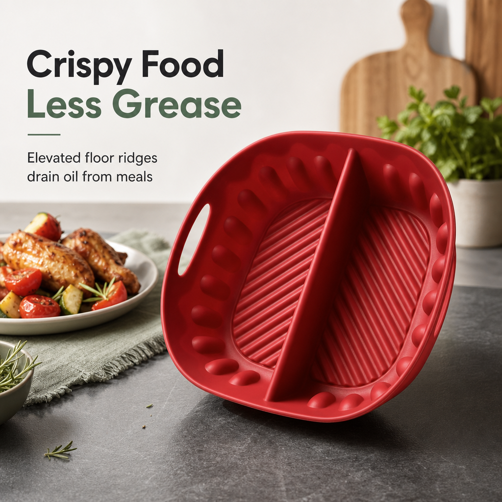 ✨Cook Two Meals At Once! Large Split Silicone Air Fryer Baking Mat