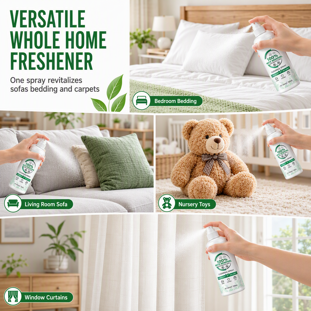 ✨Plant‑Derived Anti Dust Mite Spray | Works On Bedding, Couch & Car Interior