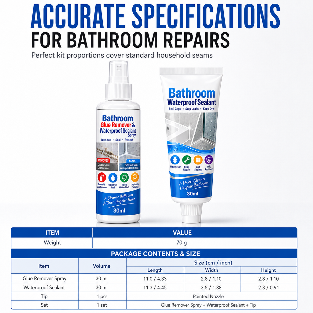 🎁🎉LAST DAY SALE 50% OFF🎉⏳ Buy 1 Get 1 Free! ⏰Bathroom Glue Remover and Waterproof Sealant Set