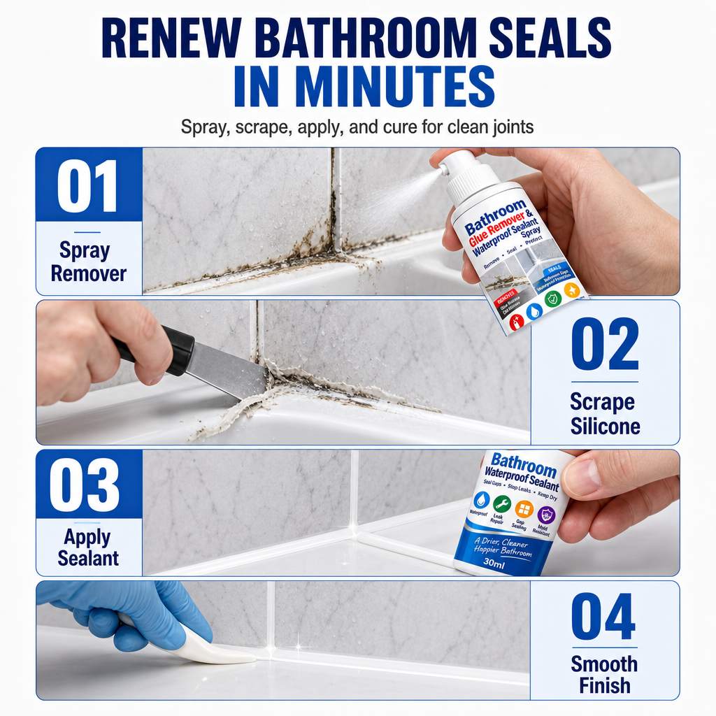 🎁🎉LAST DAY SALE 50% OFF🎉⏳ Buy 1 Get 1 Free! ⏰Bathroom Glue Remover and Waterproof Sealant Set