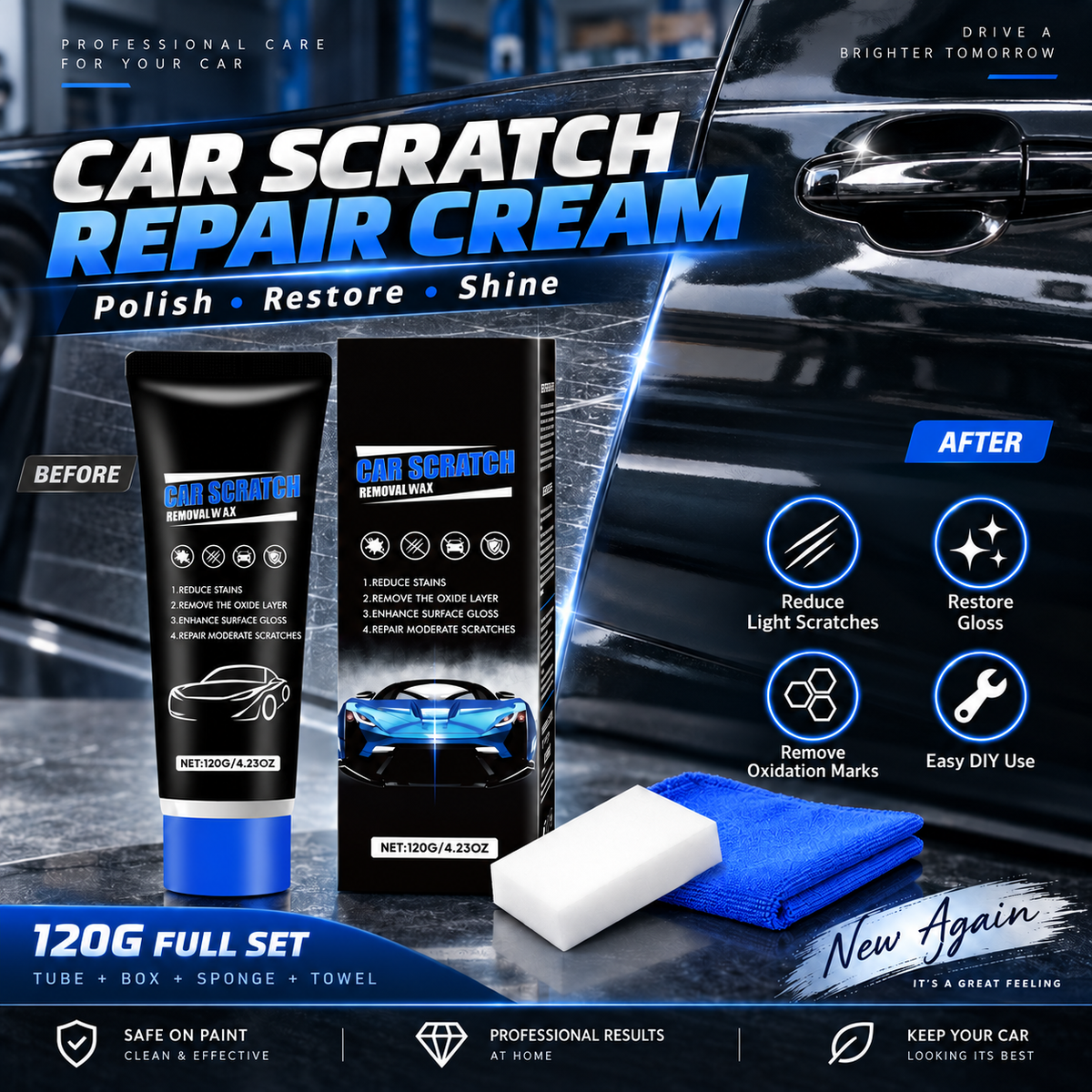 🔥Premium Car Scratch Removal Polish Wax