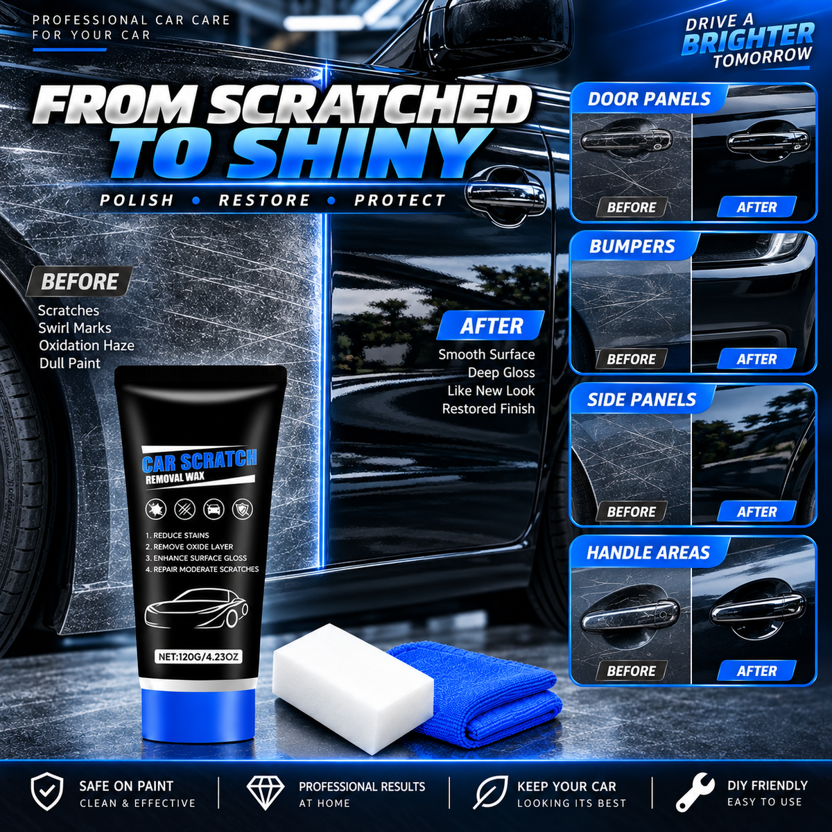 🔥Premium Car Scratch Removal Polish Wax