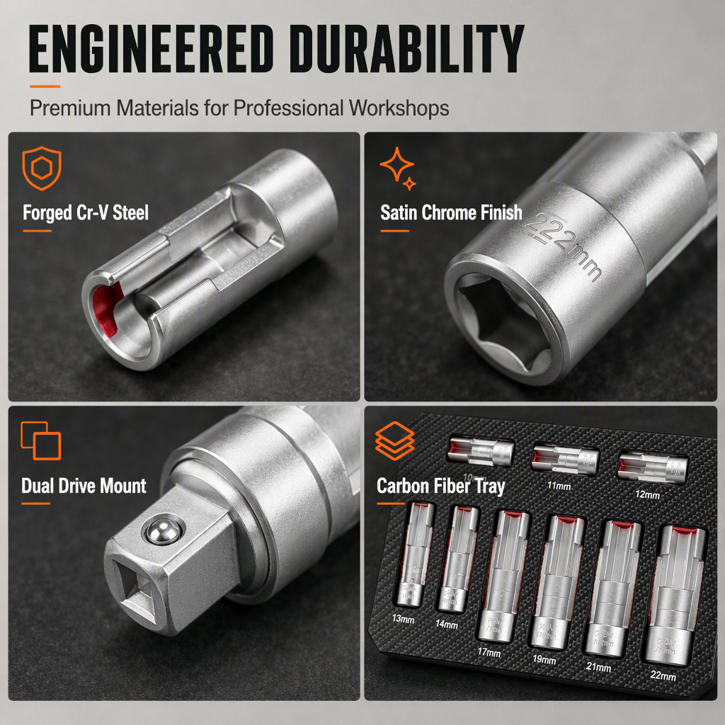 🔥50% OFF🔧9-Piece Flare Nut Socket Set – Slotted Oxygen Sensor & Diesel Injector Line Sockets, The Workshop Kit That Makes Awkward Auto Repairs Easier 🛠️
