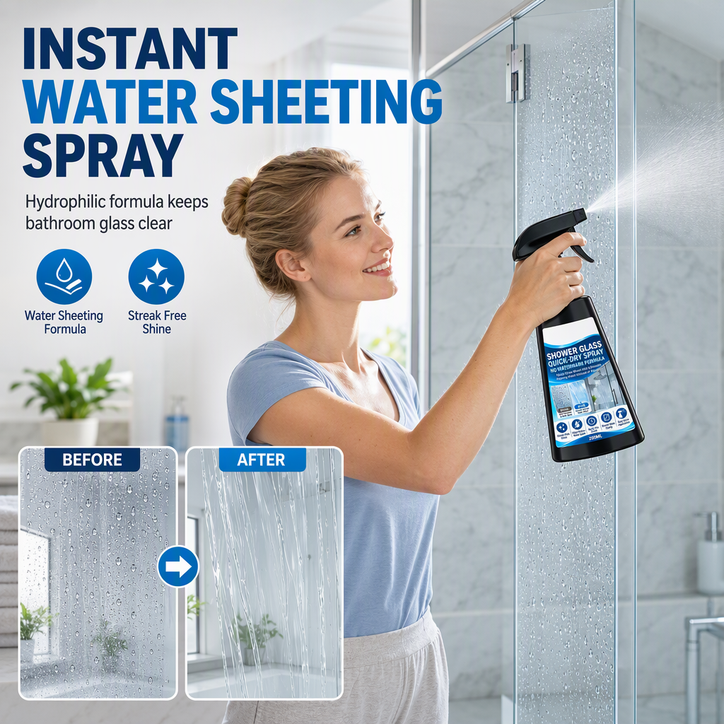 🔥Buy 3 Get 2 Free-Stop Water Marks Instantly! Hydrophilic Shower Glass Spray