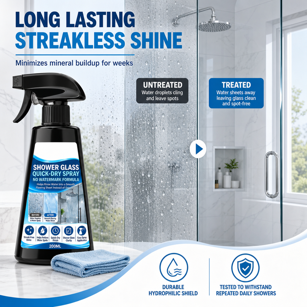 🔥Buy 3 Get 2 Free-Stop Water Marks Instantly! Hydrophilic Shower Glass Spray