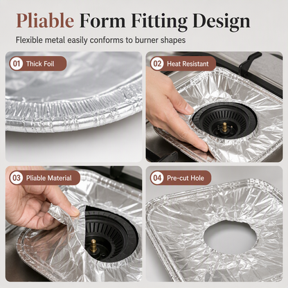 ⏳Buy one get one free for a limited time⏰25 Pack Heavy Duty Foil Gas Stove Burner Liners For Easy Cleaning And Spill Protection 🍳