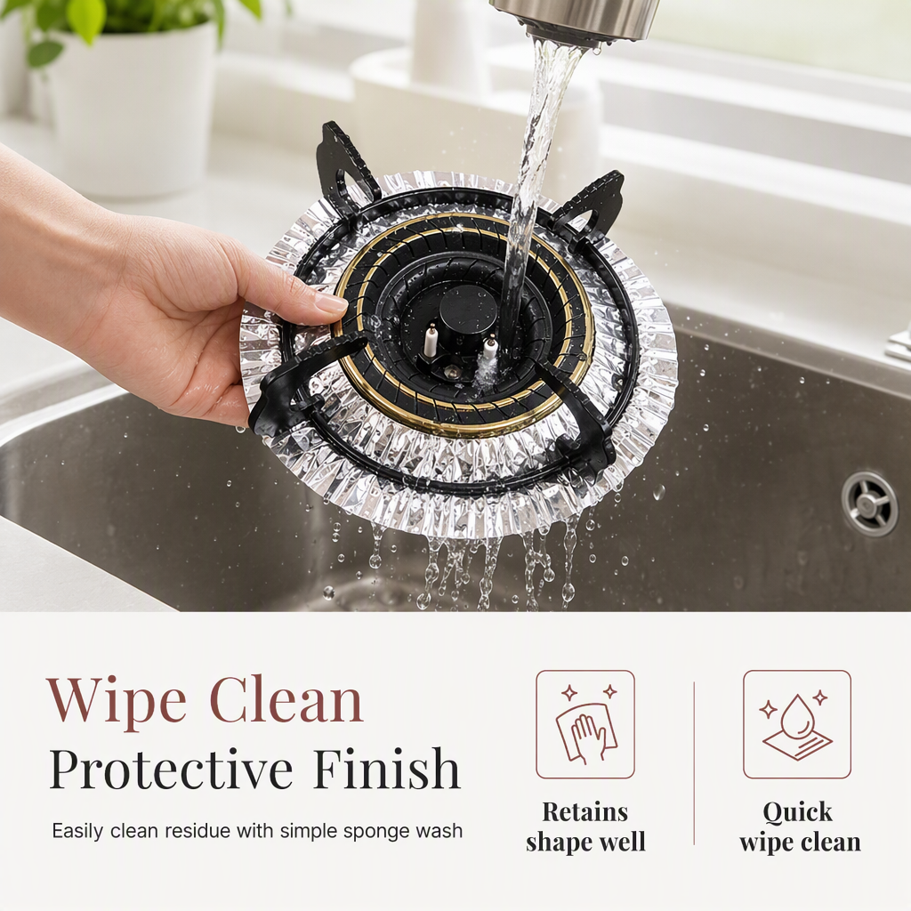 ⏳ Buy 1 Get 1 Free! ⏰ Set of 10 aluminum foil gas stove protectors – Keep your cooktop clean & protected with deep drip trays 🍳