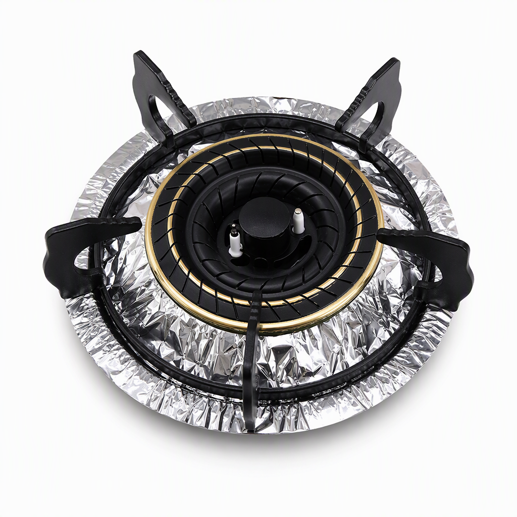 ⏳Buy one get one free for a limited time⏰25 Pack Heavy Duty Foil Gas Stove Burner Liners For Easy Cleaning And Spill Protection 🍳