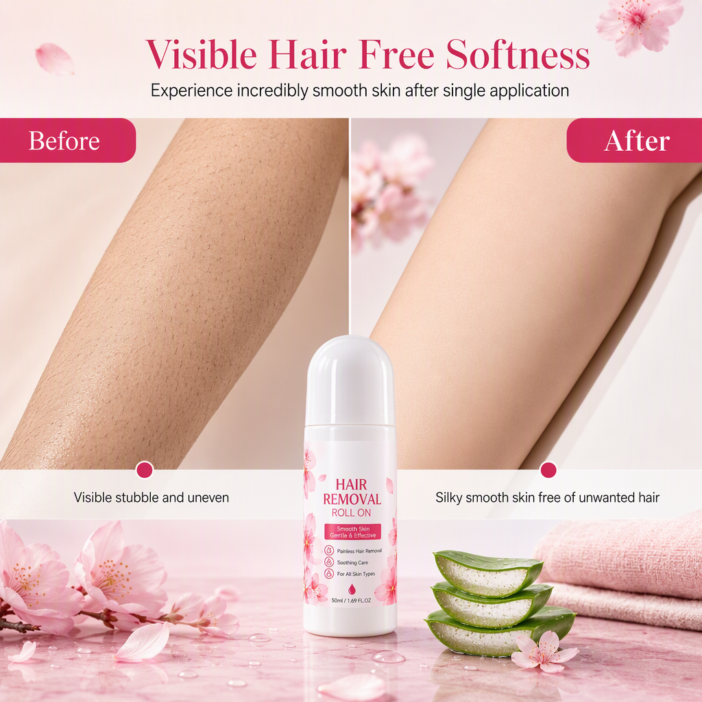 🌿Gentle Roll-On Hair Removal - Specially designed for delicate areas; easy to apply and ideal for sensitive skin.