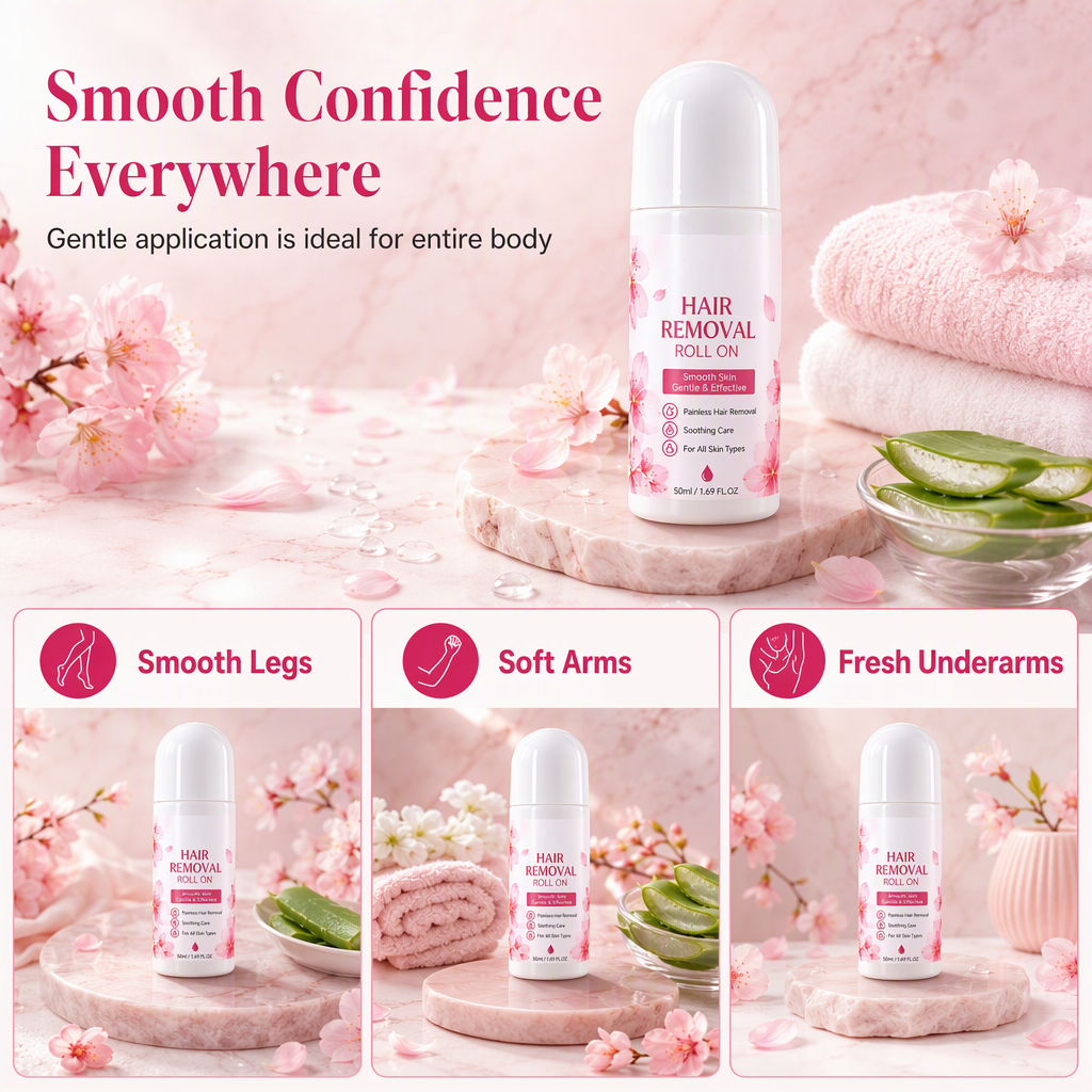 🌿Gentle Roll-On Hair Removal - Specially designed for delicate areas; easy to apply and ideal for sensitive skin.