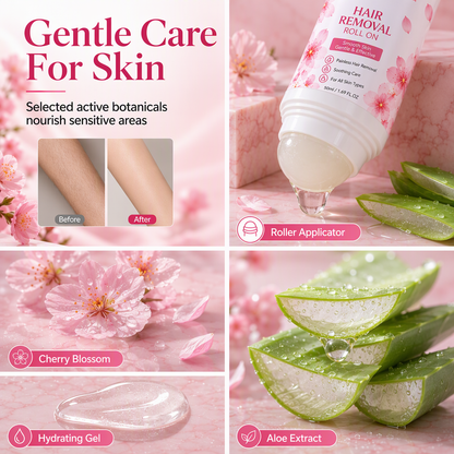 🌿Gentle Roll-On Hair Removal - Specially designed for delicate areas; easy to apply and ideal for sensitive skin.