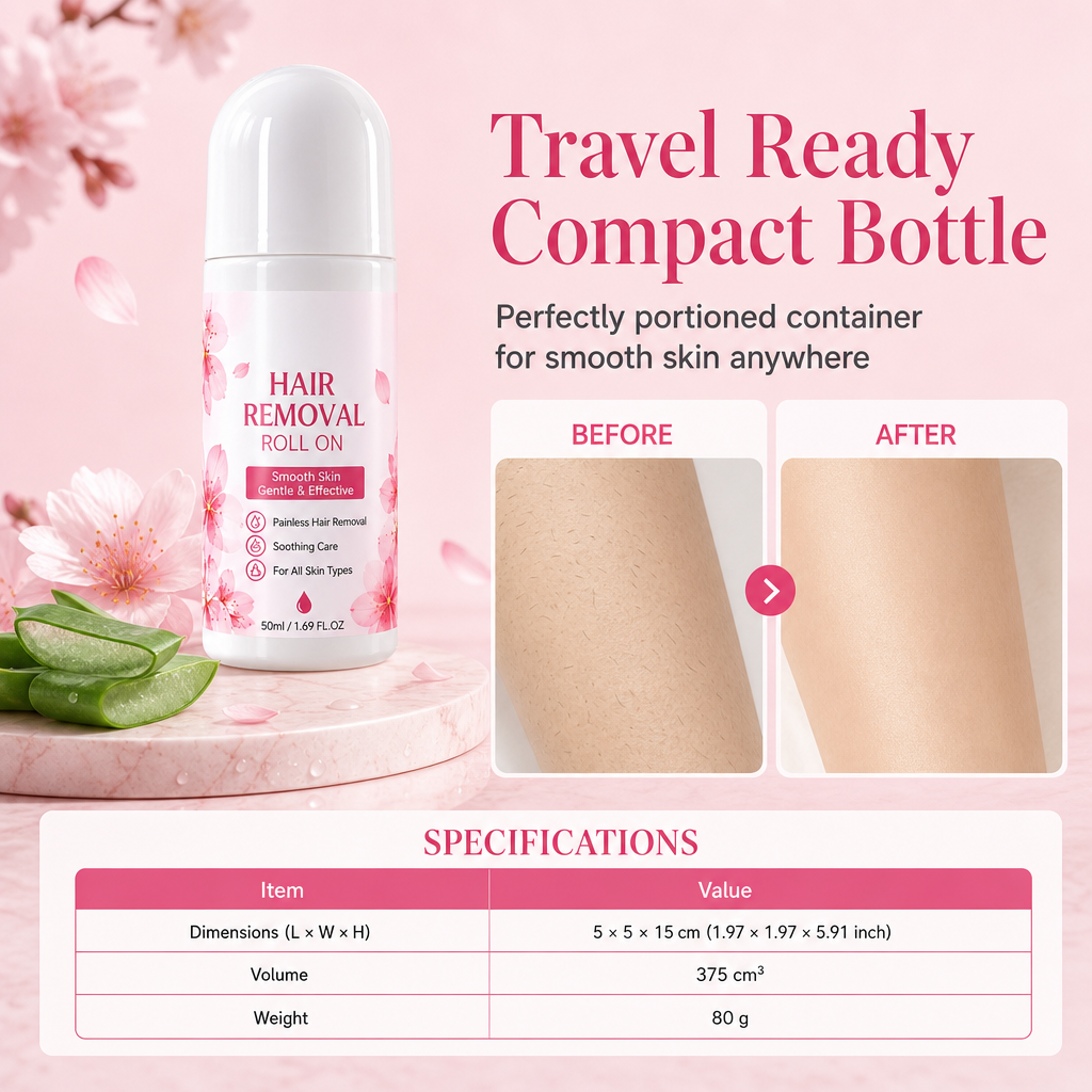 🌿Gentle Roll-On Hair Removal - Specially designed for delicate areas; easy to apply and ideal for sensitive skin.