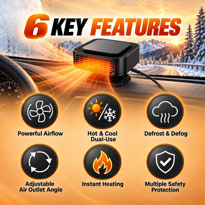 🔥Limited Time 50%OFF ⚡Portable Car Heater Defroster with 360-Degree Rotating Base