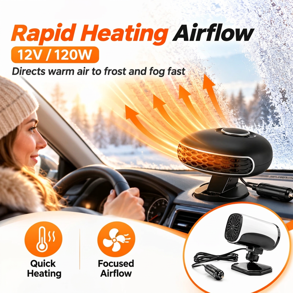 🔥Limited Time 50%OFF ⚡Portable Car Heater Defroster with 360-Degree Rotating Base