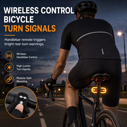 🚴 Wireless Bike Turn Signals: Thumb Control, Split Frame Lights, USB Rechargeable