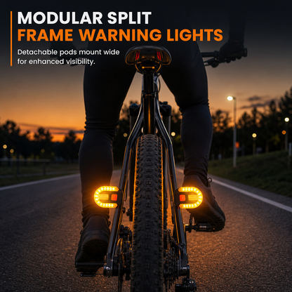 🚴 Wireless Bike Turn Signals: Thumb Control, Split Frame Lights, USB Rechargeable