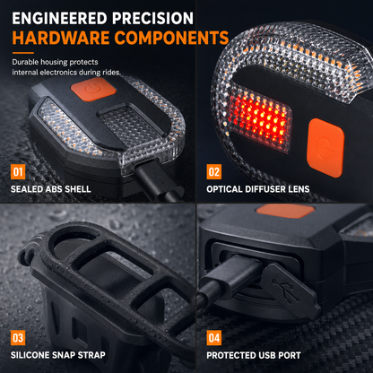 🚴 Wireless Bike Turn Signals: Thumb Control, Split Frame Lights, USB Rechargeable
