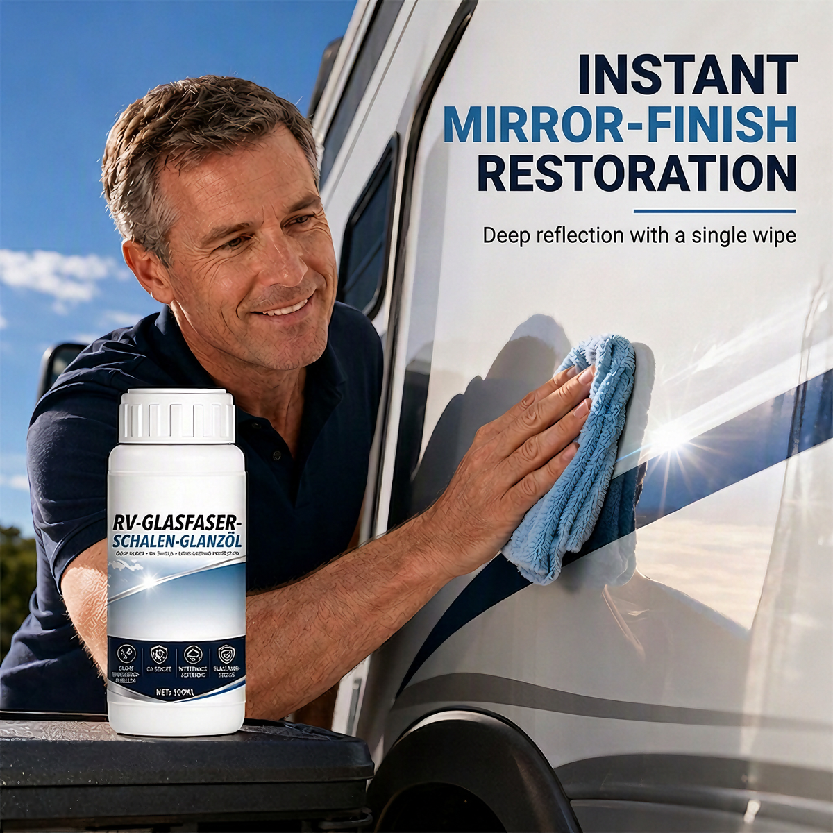 🚐 Fiberglass Gloss Restorer for Motorhomes, Boats & Trailers – with UV and Weather Protection