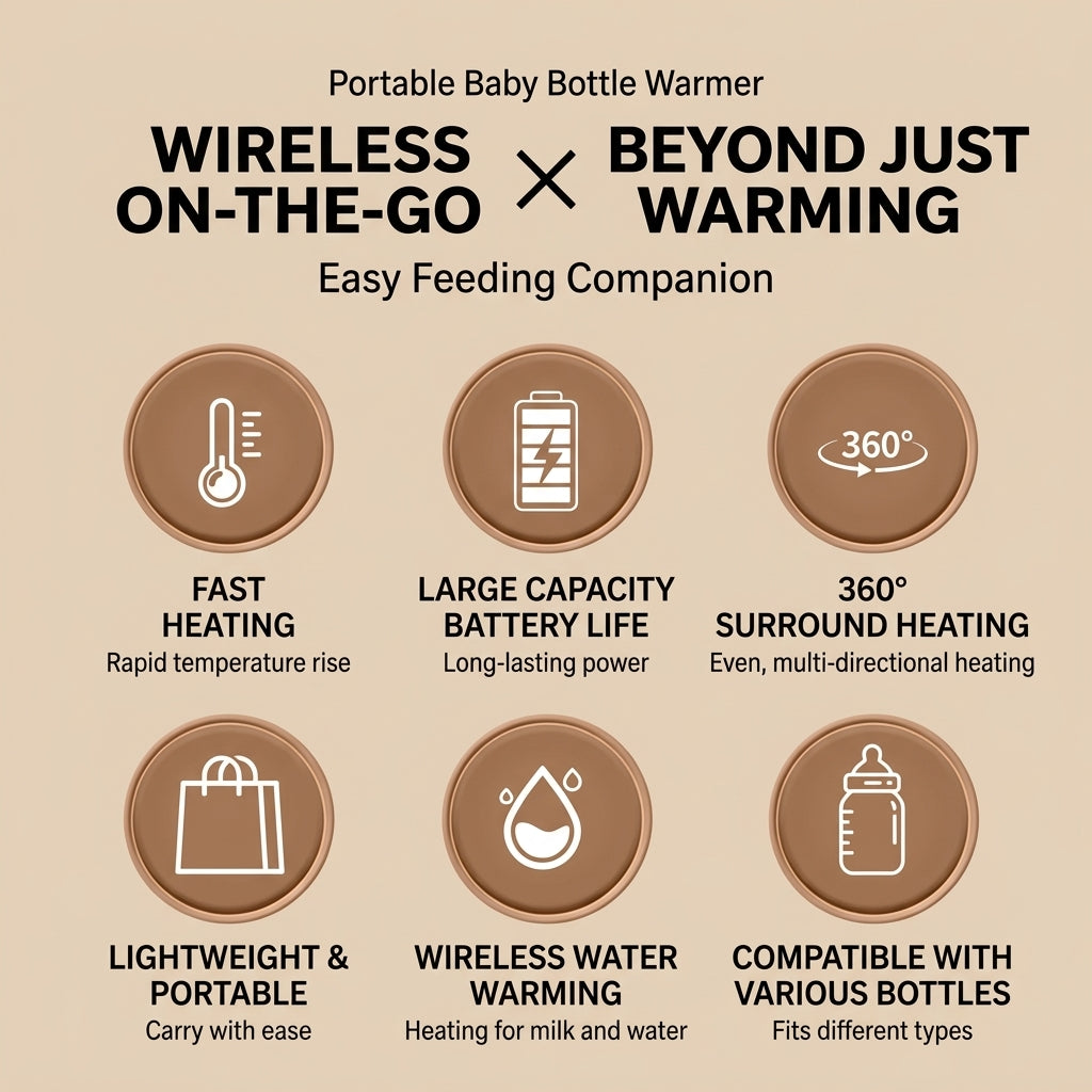🍼 Wireless Rechargeable Baby Bottle Warmer | Portable Outdoor Heated Sleeve ✨