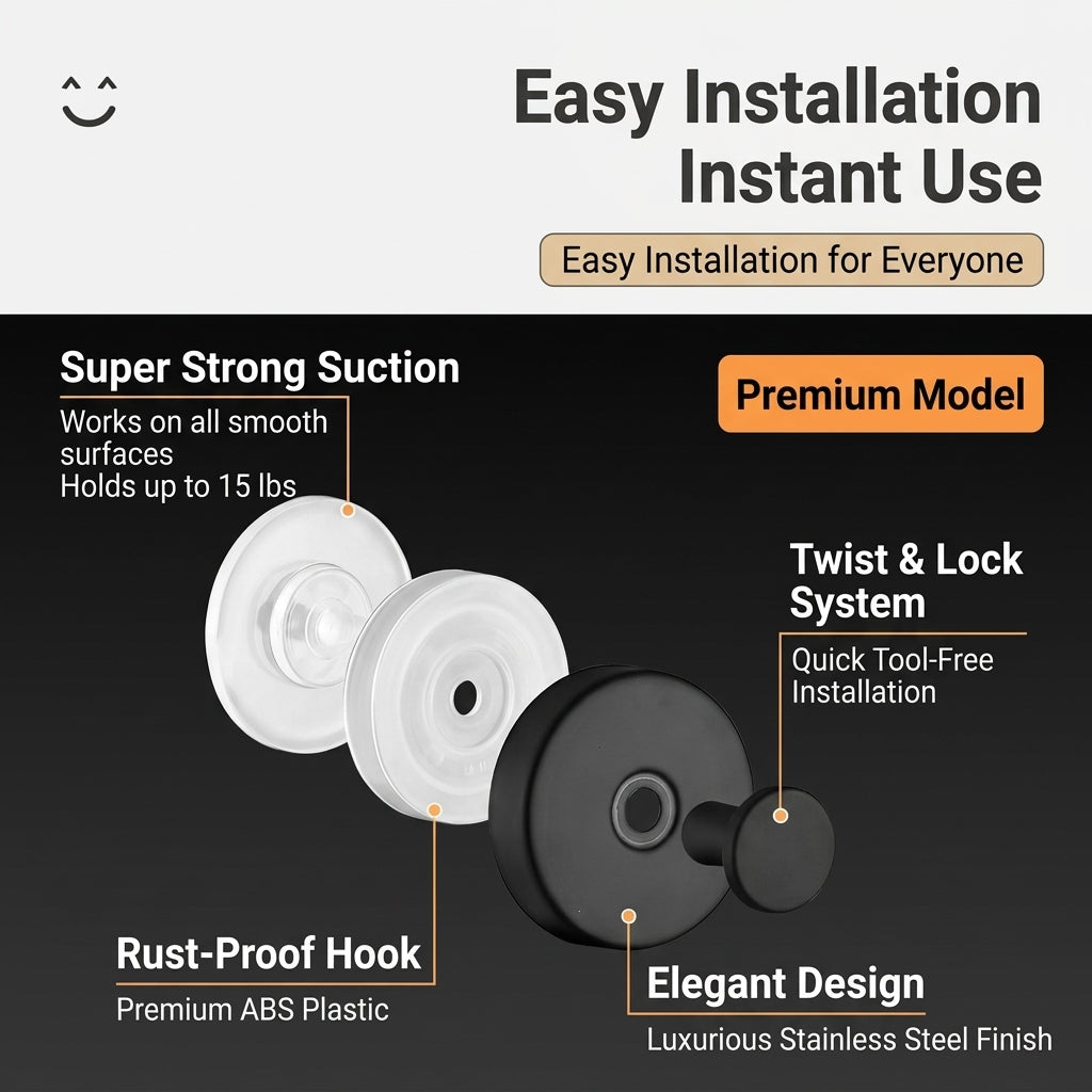 ✅ Strong suction, no drilling, clean Nordic look for bathroom, hallway and bedroom!