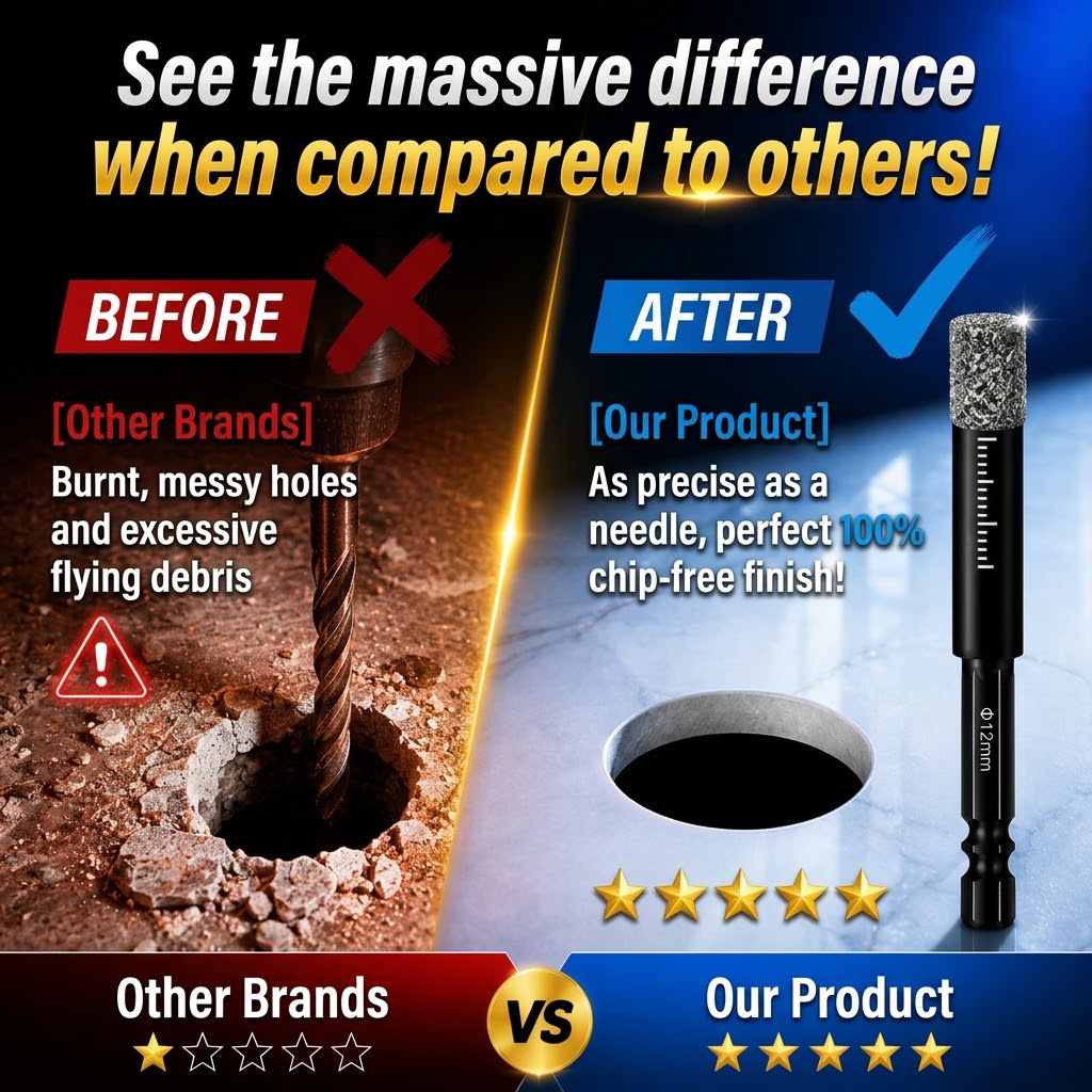 🛠️ Brazed Hex Shank Dry Hole Saw | Drill Tile, Granite & Marble Without Water