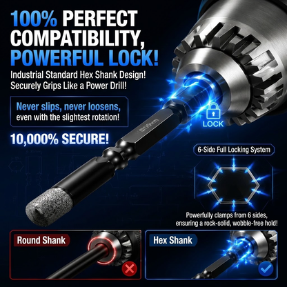 🛠️ Brazed Hex Shank Dry Hole Saw | Drill Tile, Granite & Marble Without Water