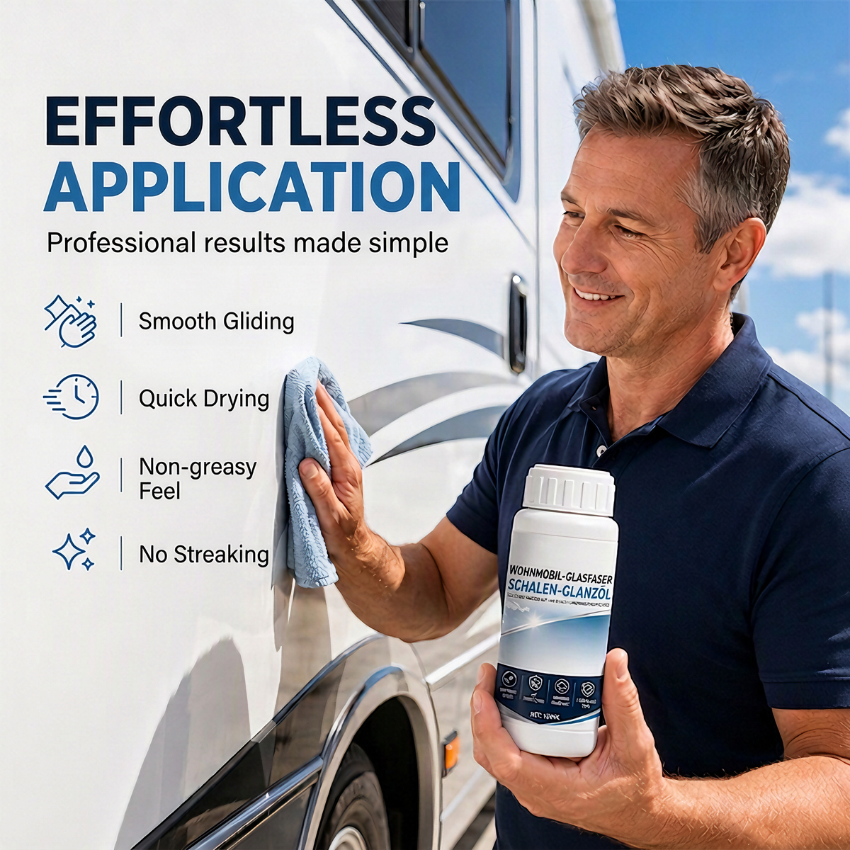 🚐 Fiberglass Gloss Restorer for Motorhomes, Boats & Trailers – with UV and Weather Protection
