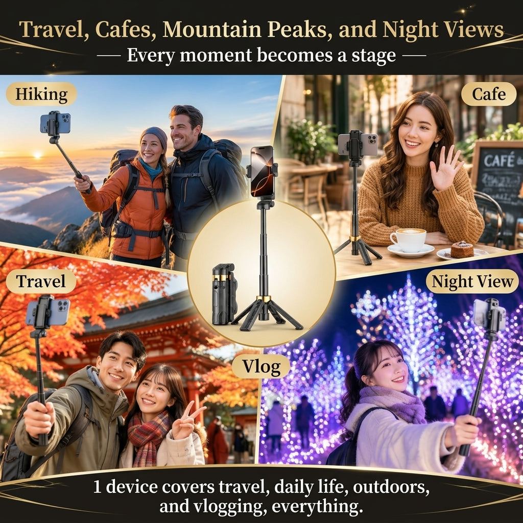 🤳【Limited-Time Offer 】Mini Bluetooth Selfie Stick | Built-in Fill Light for Perfect Shots